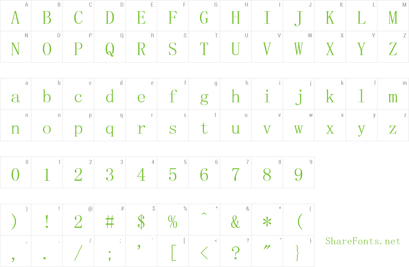 Font MS Song preview